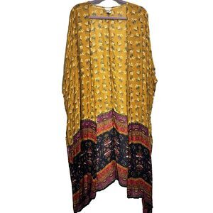 Natural Life Oversized Kimono One Size Colorful Flower Floral Boho Bohemian FLAW